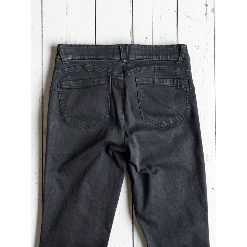 Democracy Ab Solution Black Coated Jeans Size 8 Slim Straight Stretch Mid Rise - Picture 9 of 10